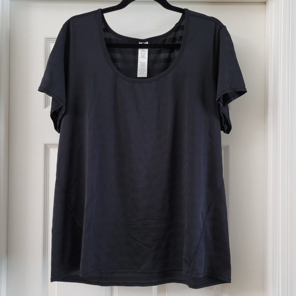 Active Life performance scoop neck tonal stripe XXL 2XL shirt - black